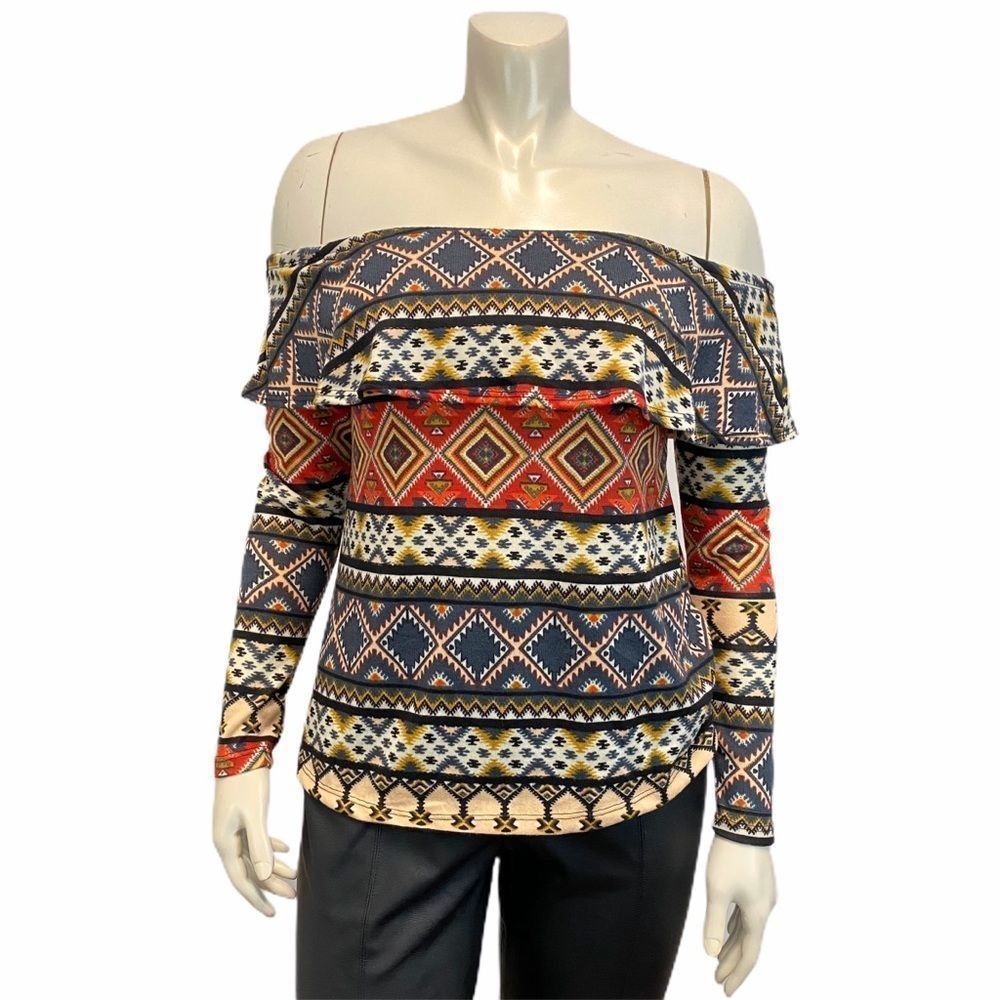 Aztec Retro One size Off Shoulder Blouse